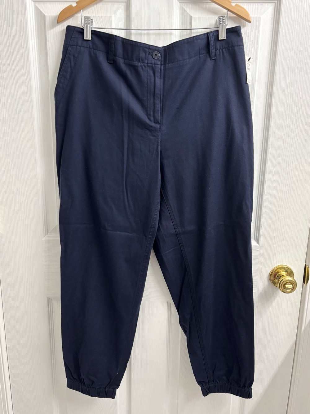 Talbots Jogger Chino Pants Women’s 1X Navy Blue Tapered Twill Ankle Minimalist